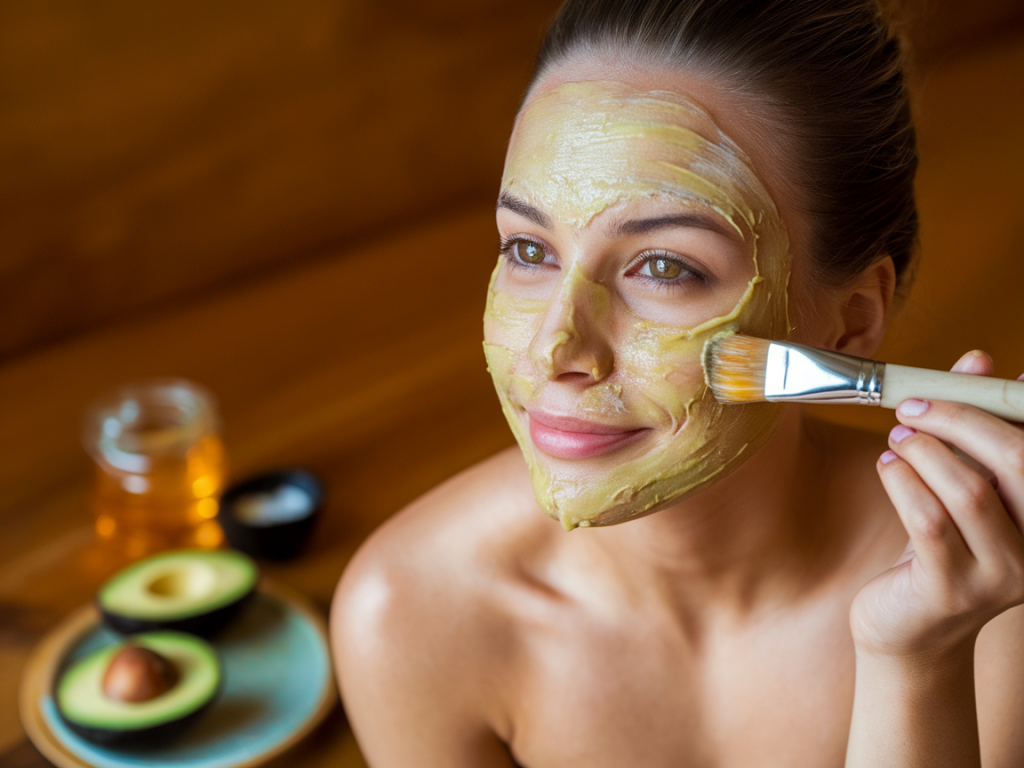 Masque visage maison à base de miel et avocat pour peau sèche et sensible