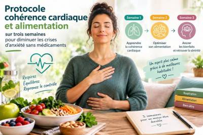 Protocole cohérence cardiaque et alimentation sur trois semaines pour diminuer les crises d'anxiété sans médicaments